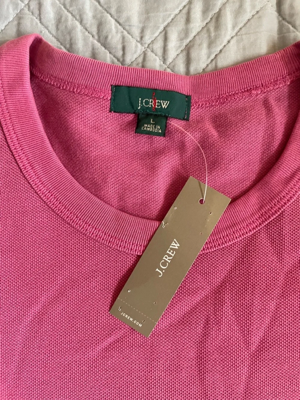 J.‎ CREW Washed piqué pocket T-shirt in Plum Pink (PPI) Size L NWD $59.50 CJ722